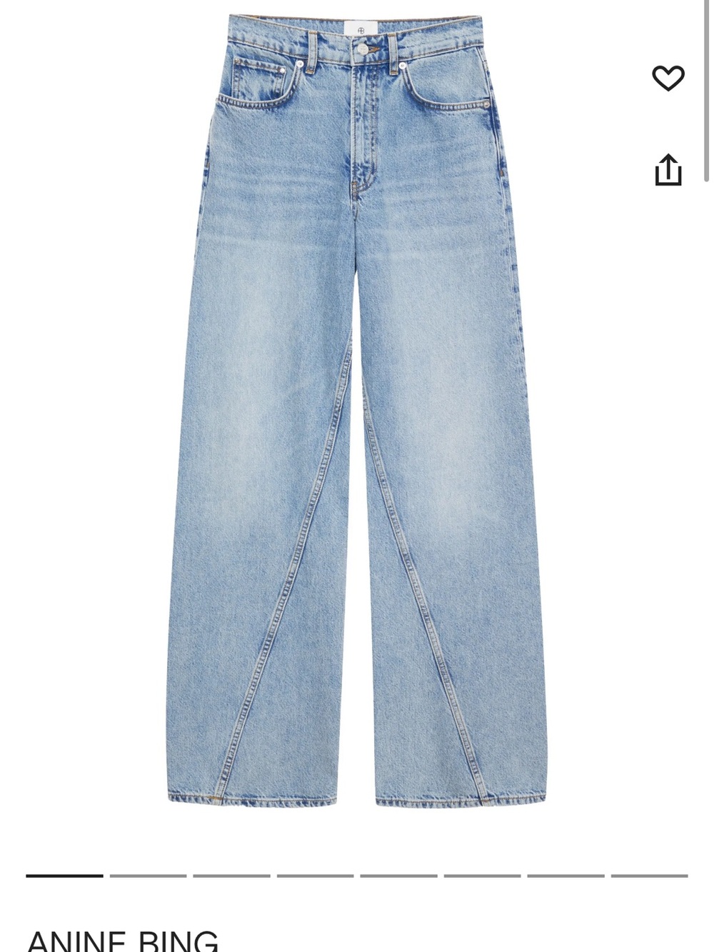 New condition ANINE BING Brie Light Blue Wide-Leg Jeans 29